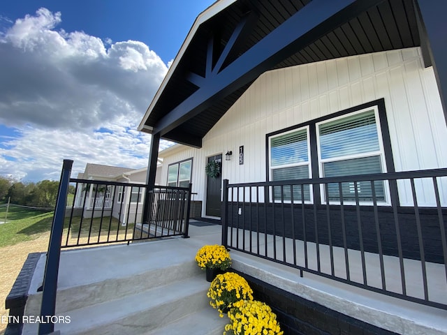 view of home's exterior with a porch