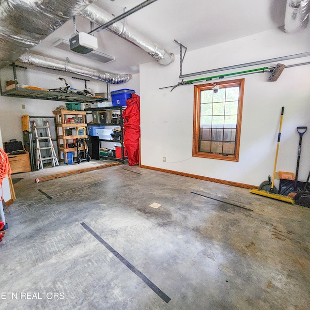 garage with a garage door opener