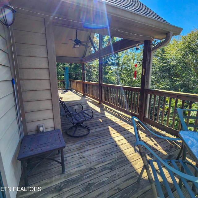 deck featuring ceiling fan