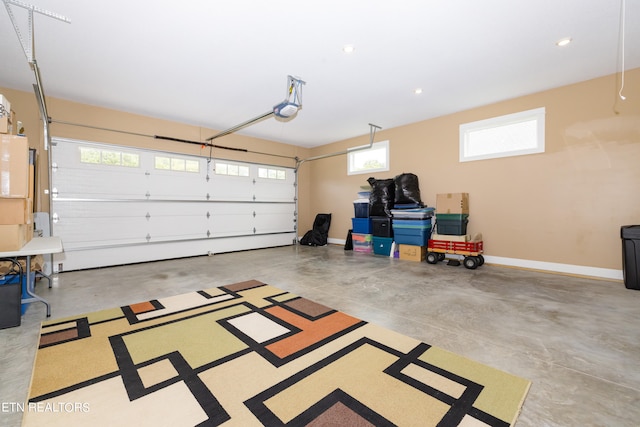 garage with a garage door opener