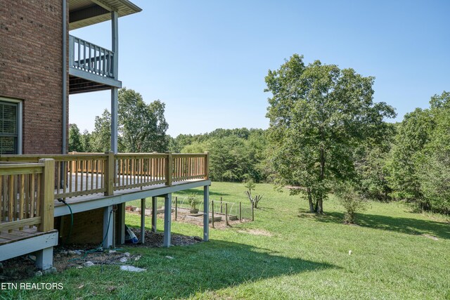 view of yard with a deck