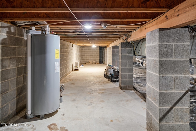 basement with water heater