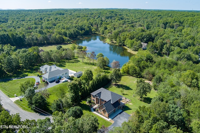 bird's eye view featuring a water view