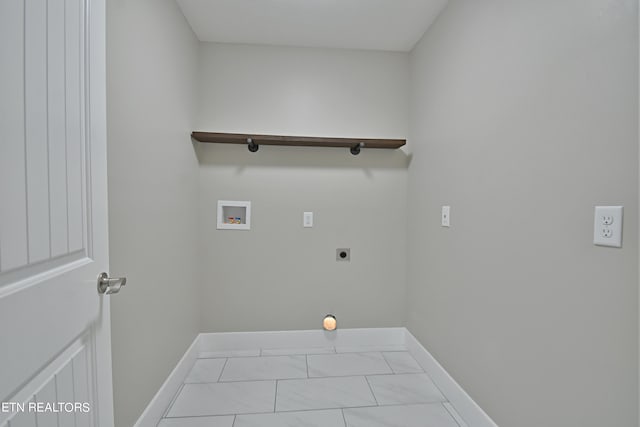 laundry room with hookup for a washing machine, light tile patterned floors, and electric dryer hookup