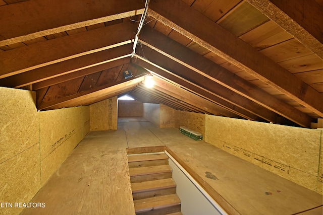 view of unfinished attic