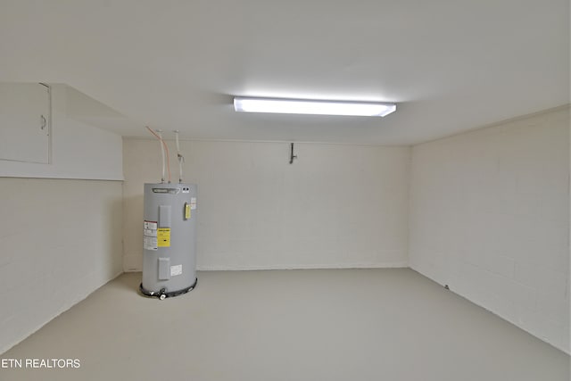 basement featuring water heater