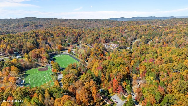 aerial view featuring a mountain view