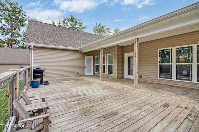 deck featuring grilling area