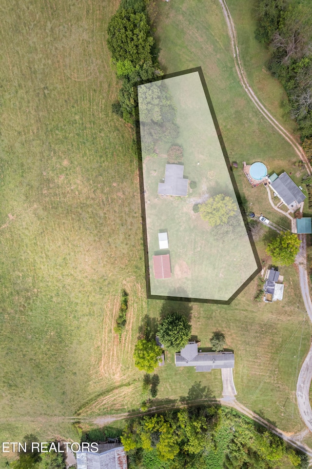 bird's eye view with a rural view