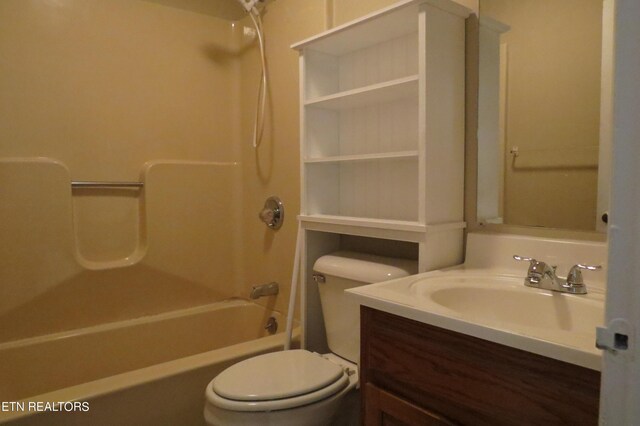 full bathroom featuring vanity, toilet, and bathtub / shower combination