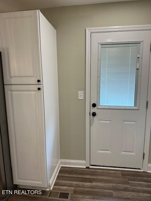 doorway to outside with dark hardwood / wood-style flooring