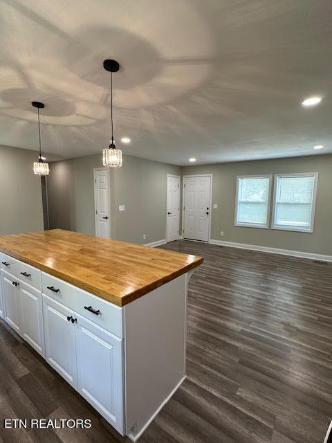 617 Ardmore Cir, Maryville, TN 37804 - kitchen featuring white cabinetry, wood counters, and dark wood-type flooring