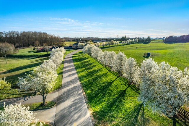 drone / aerial view with a rural view