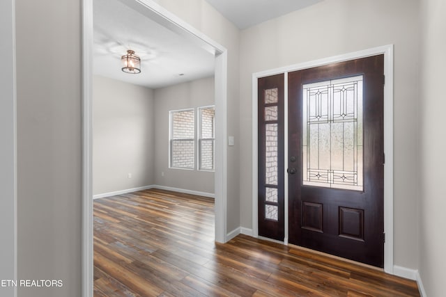 foyer with dark wood-type flooring