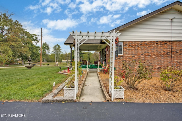 exterior space featuring a pergola