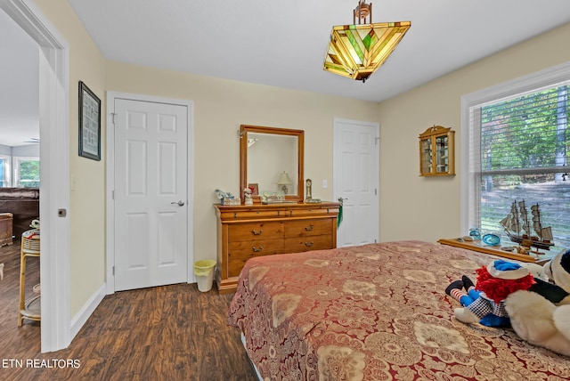 bedroom featuring dark wood-type flooring