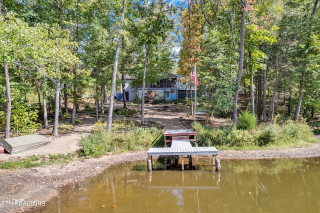 dock area featuring a water view