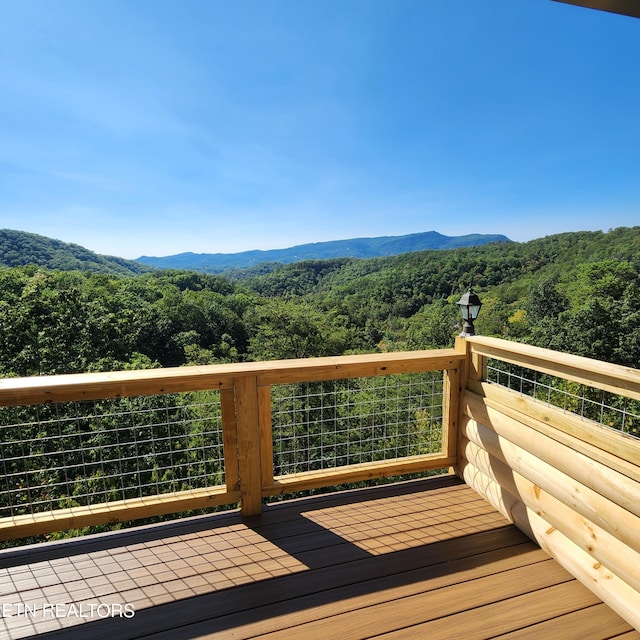 deck featuring a mountain view