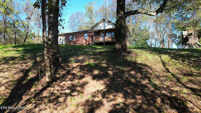 view of yard with a playground