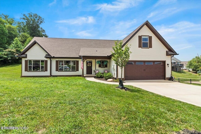 view of front facade featuring a garage and a front yard