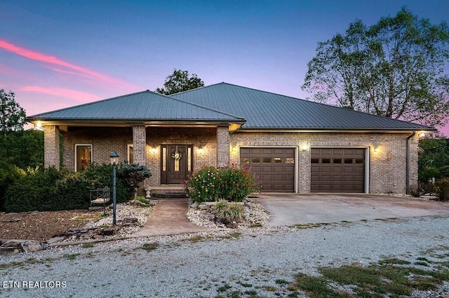 view of front of house with a garage