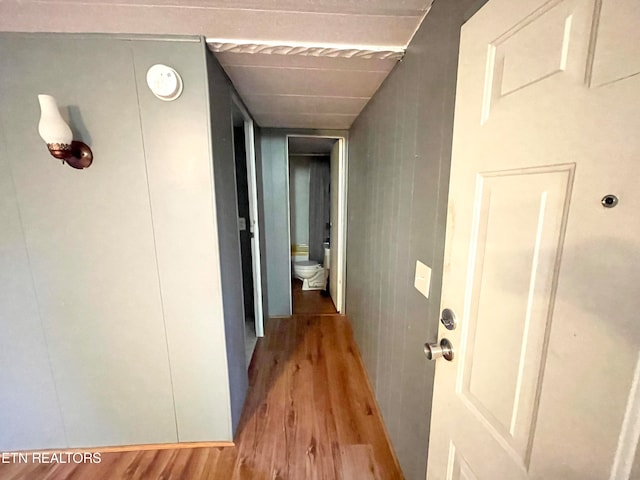 corridor featuring light hardwood / wood-style flooring