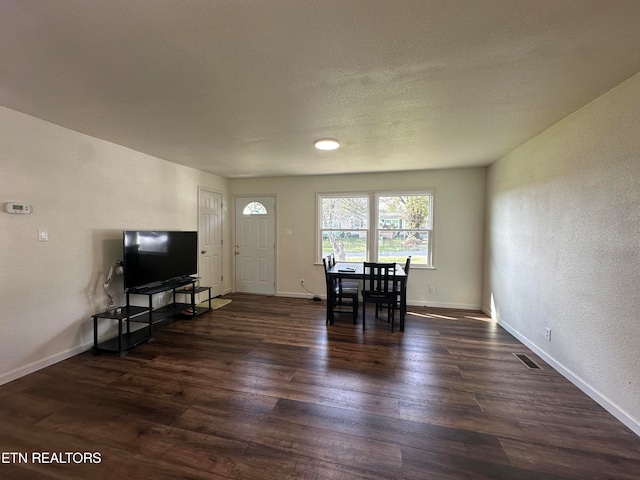 living room featuring dark hardwood / wood-style flooring