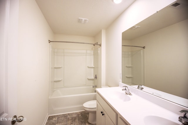 full bathroom with vanity, toilet, and shower / bath combination