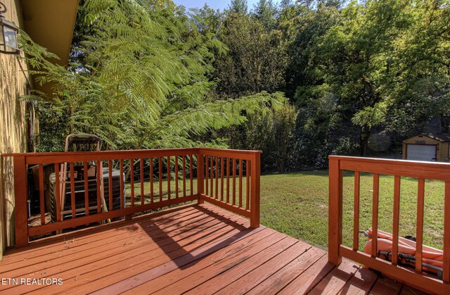 deck with a lawn