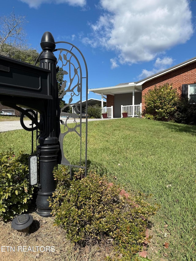 view of yard with covered porch