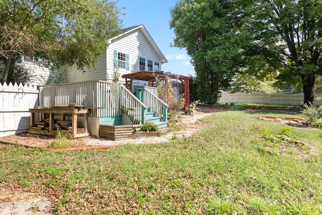 view of yard featuring a deck