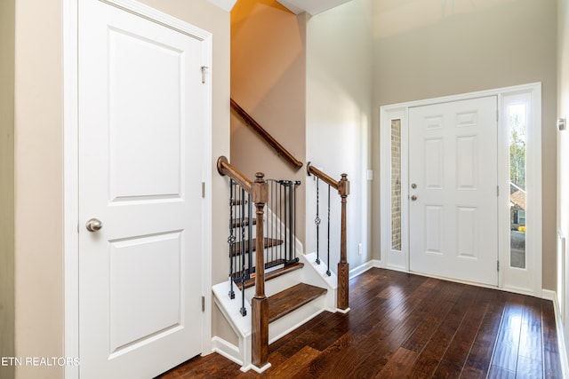 entrance foyer with dark wood-type flooring