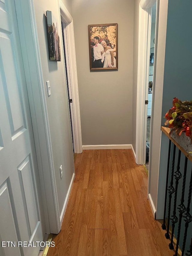 corridor with light wood-type flooring