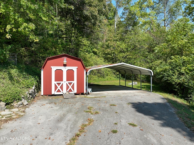 exterior space with a carport