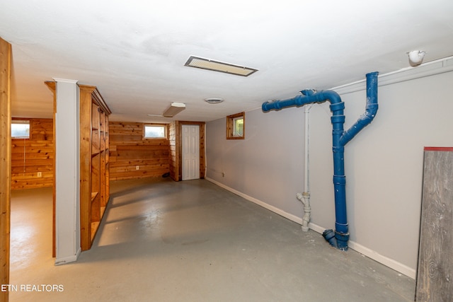 interior space with wood walls