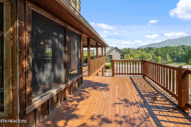 deck with a mountain view