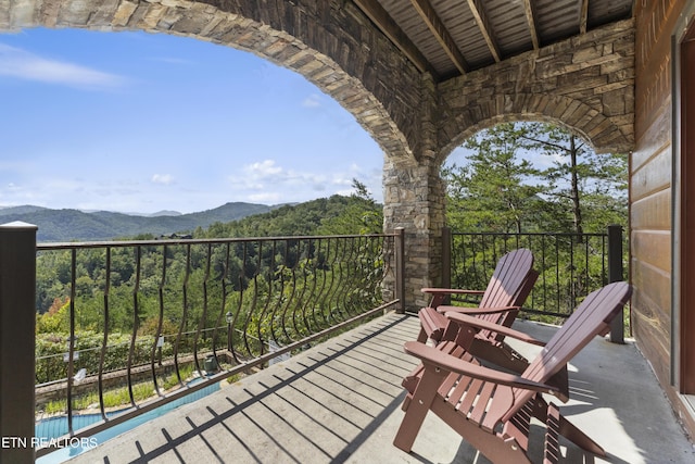 balcony with a mountain view