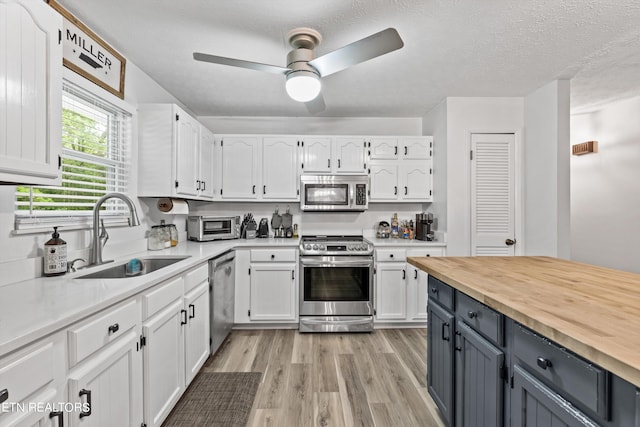 kitchen featuring white cabinets, stainless steel appliances, and sink