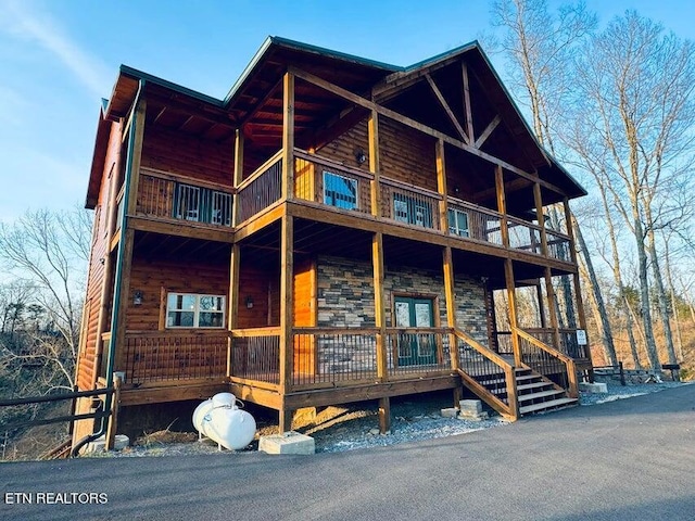 cabin featuring a balcony