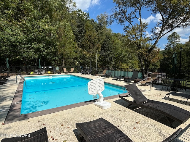 view of pool featuring a patio