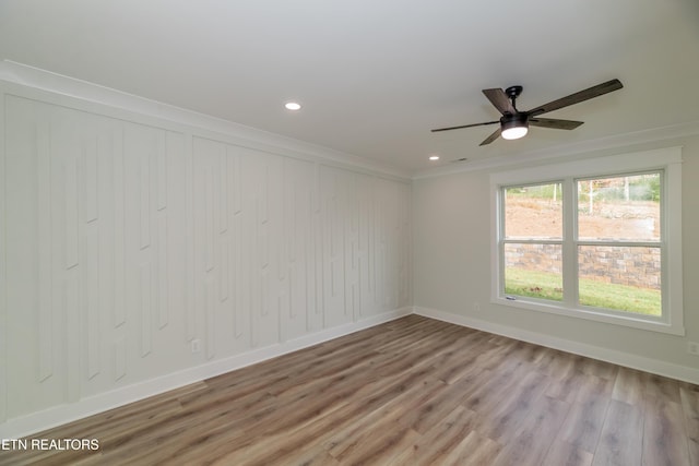 200 Kawga Ln, Loudon, TN 37774 - spare room with wood finished floors, crown molding, ceiling fan, and recessed lighting