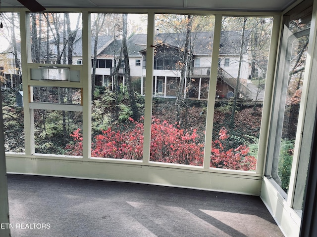 view of unfurnished sunroom