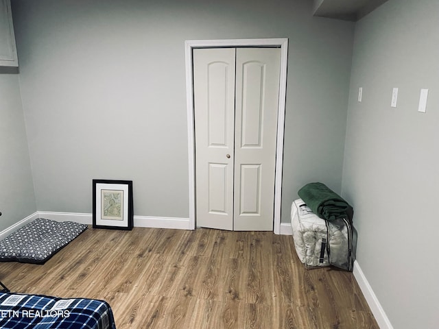 bedroom featuring a closet and wood-type flooring