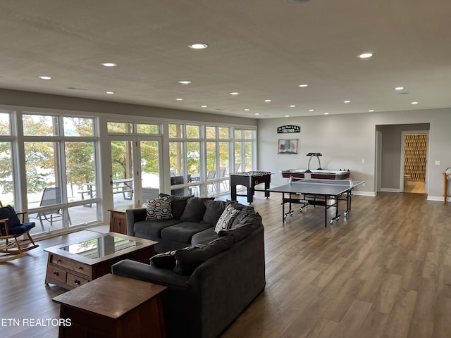 living room with hardwood / wood-style flooring