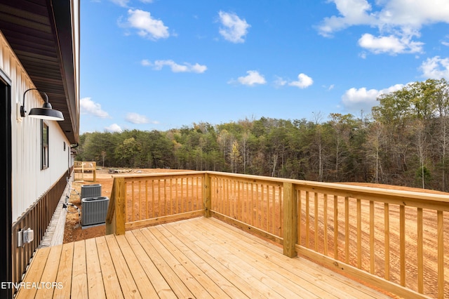 wooden terrace with cooling unit