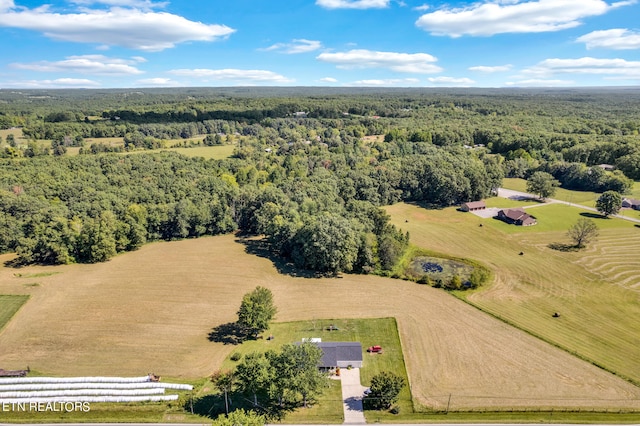 aerial view featuring a rural view