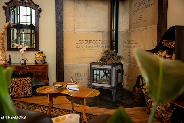 living area featuring dark wood-type flooring