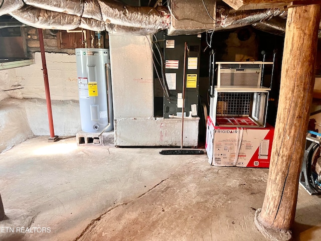 basement with water heater