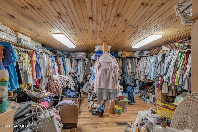 spacious closet with light wood-type flooring