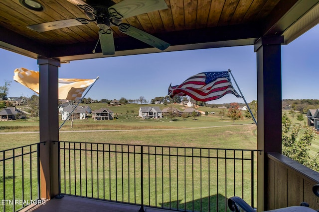 balcony with ceiling fan